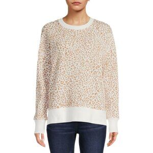 Time & Tru Leopard Print Tan/Cream Sweatshirt Size XL